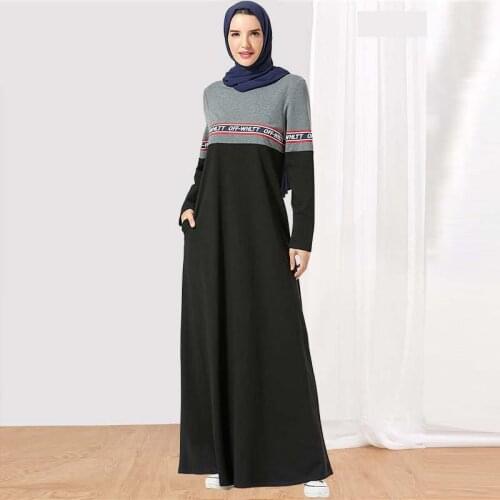 Abaya Dubai Muslim Fashion Long-sleeved Stitching Pocket Dress Without Headscarf Islamic Clothing Womens Dress Clothing