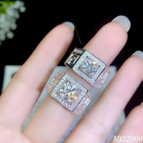 KJJEAXCMY Fine Jewelry Men 925 Sterling Silver inlaid 0.5/1/2 Carat Mosang Diamond Trendy Ring