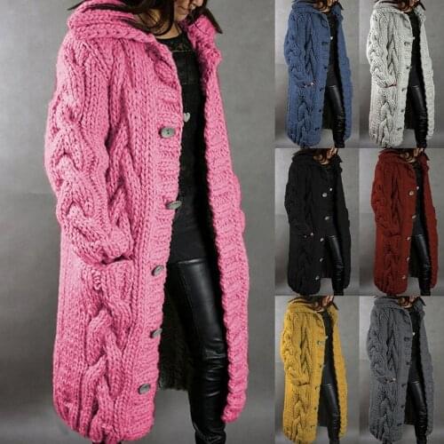 New Fashion Women Sweater Winter Long Cardigans Casual Loose Sweater Female Autumn Single Breasted Puff Coat Plus Size