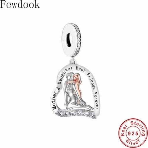 Fit Original Charm Bracelet 925 Sterling Silver Mother & Daughter Best Friends Forever Pendant Bead For Making Women Berloque