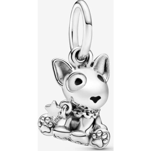 Bull Terrier Puppy Dangle Charm Fits for Pandora Bracelets Original 925 Sterling Silver Metal Beads for Jewelry Making bijoux
