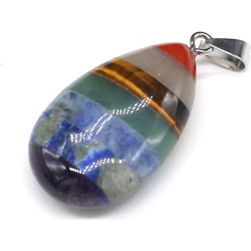 Natural Stone Pendants 7 Chakras Reiki Heal Energy Crystal for Chamrs Jewelry Making DIY Necklace Accessories