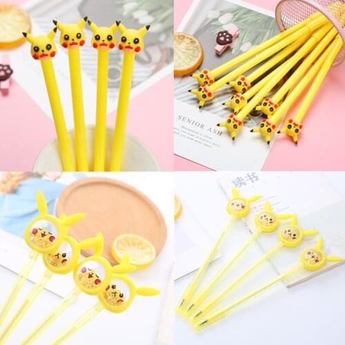 Pokemon Pikachu Gel Pen 0.5 Mm Novelty Cute Signature Pen Student Stationery Cartoon Creative Writing Pen Learning Reward Gift