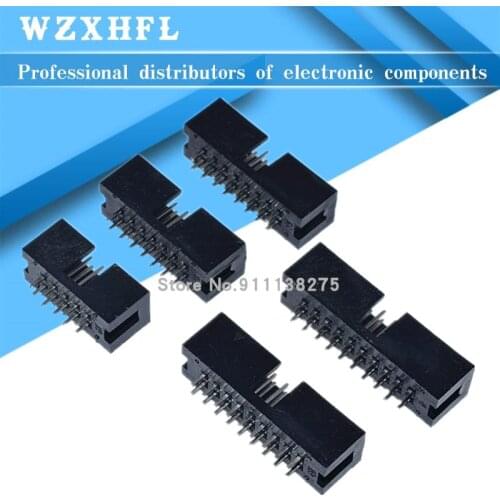 10pcs 2.54 mm Pitch DC3 Through Hole 6 8 10 12 14 16 20 26 30 34 40 50 Pin Straight Male Shrouded PCB IDC Socket Box Header JTAG