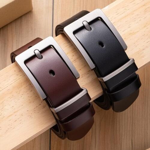 Classic Head Leather Mens Belt Leather Casual Belt Korean Jeans Cow Genuine Luxury Strap Male Pin Buckle High Quality Business