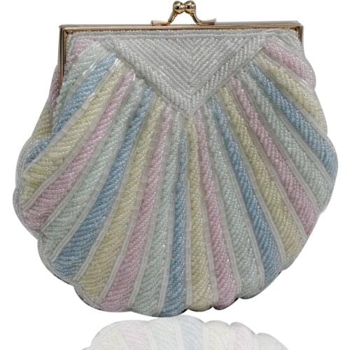 Bee In Fly Luxury Handmade Beads Ins Retro Sewing Beads Embroidered Shell Slanted Hand Bag for Woman Cocktail Dinner Bag