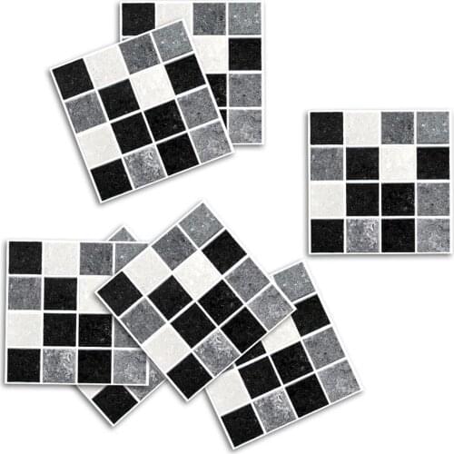 18PCS 10*10cm Self Adhesive Waterproof Black Marble Mosaic Wall Art Kitchen Furniture Tile Sticker Wall Decal