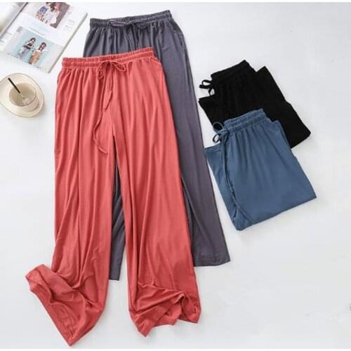 Wide leg pants womens high waist drape 2021 new modal loose traight casual pajamas pants ladies home pant sleep trousers