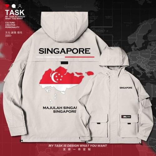 Singapore Singaporean SGP men jacket hooded map nation flag mens jackets trench coat men casual long sleeve top autumn clothes