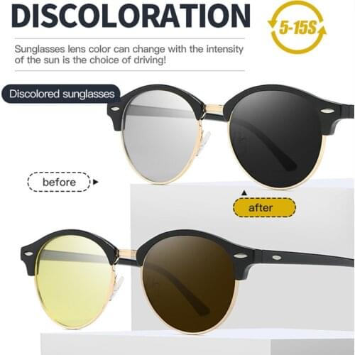 2020 New Retro Round Sunglasses Polarized Driving Photochromic Day Night Vision Goggle Glasses Women UV400 Eyewear for Men S4246