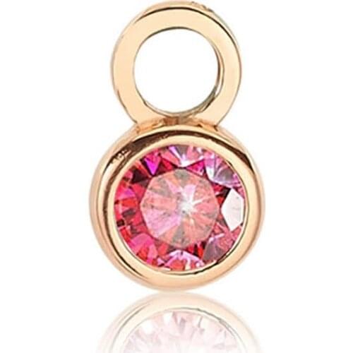 Valori Jewels Stylish Round, Zirconia Red Gemstone, Rose Gold Plated, Sterling Silver Earring Charm