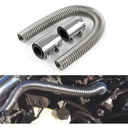 24Inch Universal Flexible Radiator Hose Kit Upper Lower Stainless Steel Engine Cooling Hose with Hose Clamps