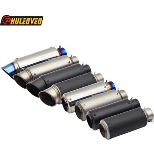 Inlet 51mm 61mm Motorcycle Exhaust Pipe Muffler Escape Demper Carbon Fiber Universal Motorbike Exhaust Muffler with DB Killer