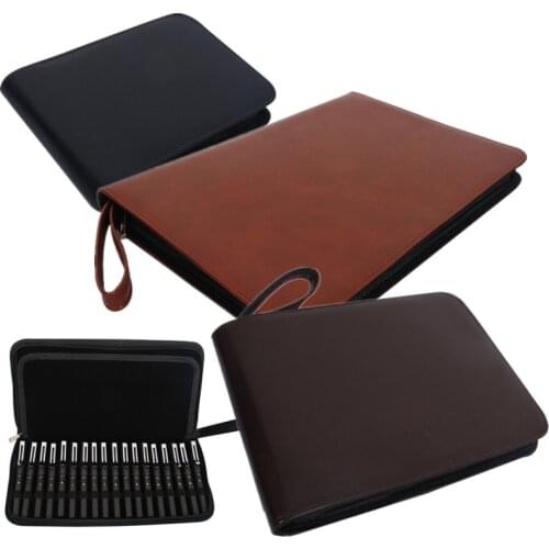 Waterproof and Antifouling PU Solid Color Pencil Case 12/24/36/48 Grid Sample Storage Bag