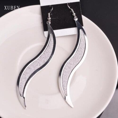 XUBEN Frosted lobular earrings simple metal wind big