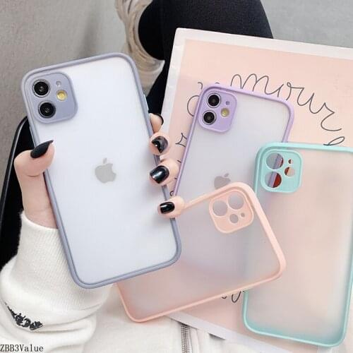 Camera Protection Bumper Phone Cases For iPhone 12 11 Pro XS Max XR X 8 7 6 6S Plus SE 2020 Translucent Matte Shockproof Cover