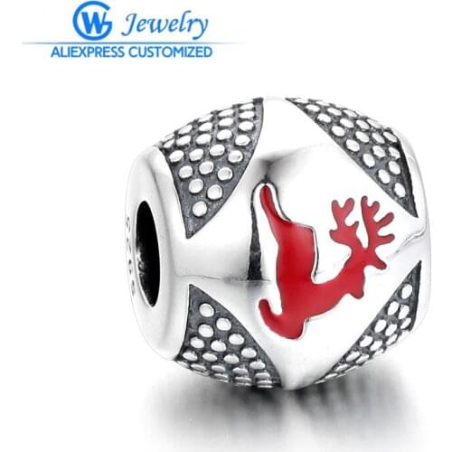 GW Fashion Jewelry Lovely Heart Christmas Gift 925 Sterling Silver Charms fit Women Bracelets Fashion Jewelry D203H50