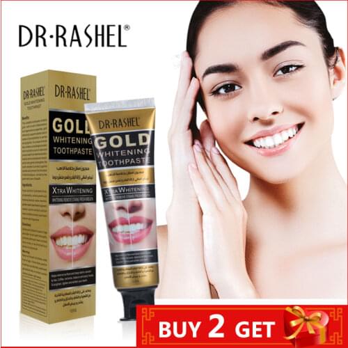 DR.RASHEL 120g Gold Teeth Whitening Toothpaste Brightening Mint Cool Removing Stains Freshing Breath Deep Cleansing Teeth Health