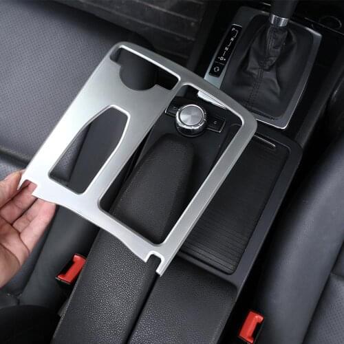 1pcs Chrome ABS Plastic Central Console Cup Holder Frame Trim for Mercedes Benz C Class W204 2008-2014 LHD Vehicles Accessories