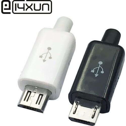 Free shipping 10pcs Micro USB 5PIN Welding Type Male Plug Connectors Charger 5P USB Tail Charging Socket 4 in 1 White Black
