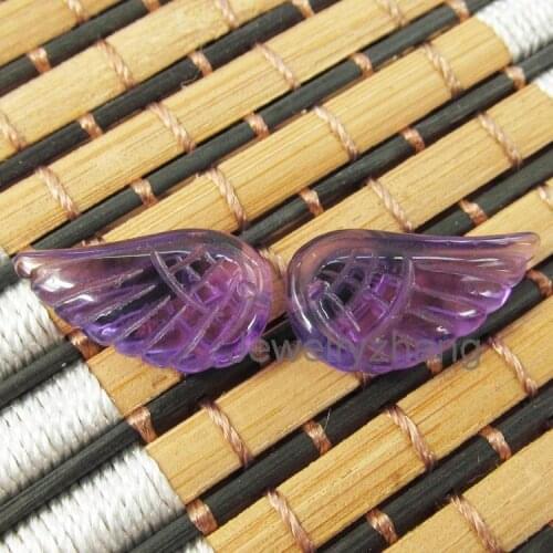 2pcs Fashion Jewelry! elegant women,Amethyste Purple Crystal beads Carved Angel Wings Pendant For Gift Love Pendants