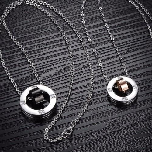 2020 Jewelry Cubic Zircon Lovers Round Necklaces For Women Couple Forever Love Personality Necklaces Pendants For Men Necklace