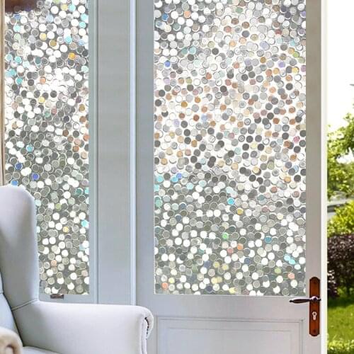 3D Window Sticker Clear Circle Decor Stained Glass Window Film Rainbow Effect Removable Self Adhesive Glass Sticker Static Cling