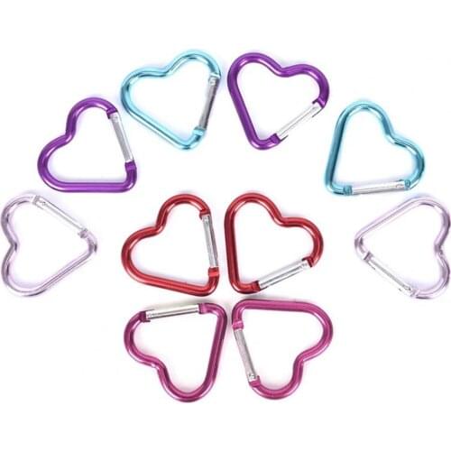 5Pcs Multifunctional Mini Heart Shape Carabiner Outdoor Mountaineering Hiking Hanging Buckle Mountaineering Climbing Supplies