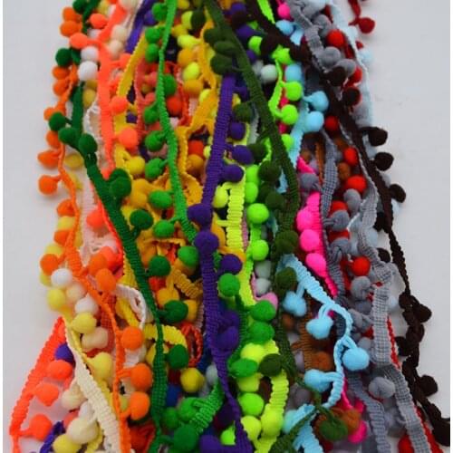 5yards/lot Sewing Accessories 1cm Pompom Trim Pom Pom Bobble Braid Tassel Ball Fringe Ribbon Lace Fabric DIY Material Crafts