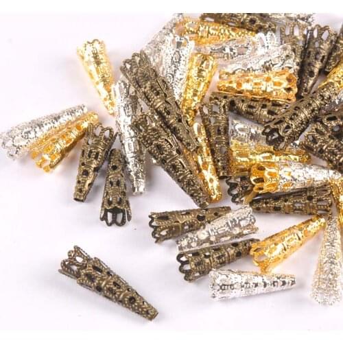 Gold/silver/Bronze 50Pcs Hollow Filigree Wraps Flowers Connectors Metal Crafts Embellishments For DIY Scrapbookings Home Decor