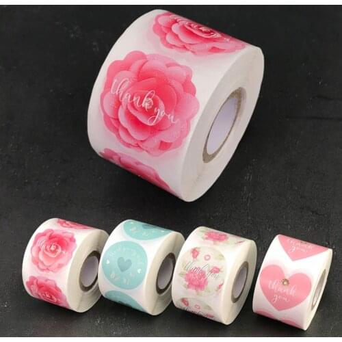 500pcs Thank You Flower Stickers for Envelope Seal Labels Gift Packaging Decor Birthday Party Scrapbooking Stationery Sticker