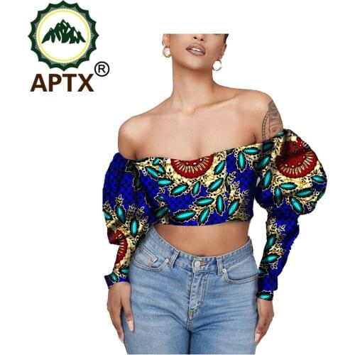 African Clothing For Women Puff Sleeve Dashiki Ankara Style Wax Pure Cotton Backless Low-cut blouses Elegant Fashion plus size