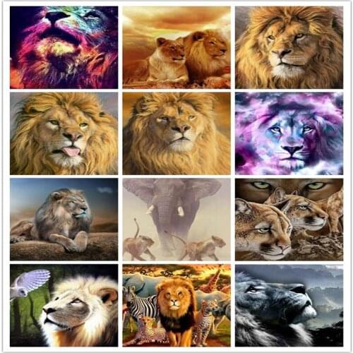 TOUOILP DIY 5D Diamond Mosaic Lion Handmade Diamond Painting Cross Stitch Kits Diamond Embroidery Patterns Rhinestones gift