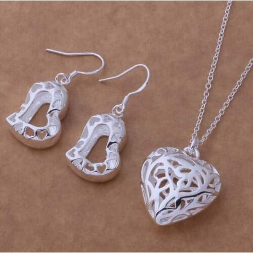 AS164 Lucky Silver Color 925 Jewelry Sets For Women Earring 202 + Necklace 335 /bjcakaja Ahcaiyja