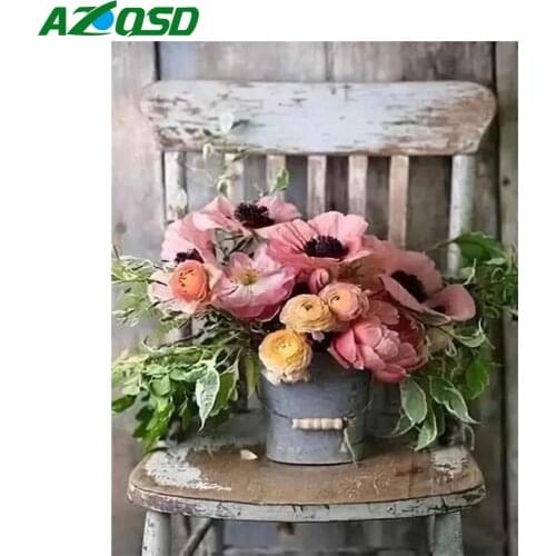 AZQSD 5D DIY Daimond Vase Painting Mosaic Diamond Embroidery Flower Full Square/Round Rhinestones Wall Art Home Decortion