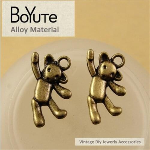 BoYuTe (50 Pieces/Lot) 19*12MM Metal Bear Antique Bronze Plated Alloy Bear Charms Diy Fashion Jewelry Findings Accessories
