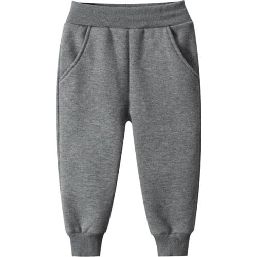 Childrens Clothing Autumn And Winter New Wholesale Pure Color Customized Childrens Sports Pants Boys Plush Pants