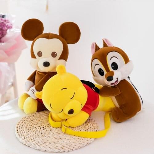 Disney Toys Plush Backpack Mickey Mouse Winnie The Pooh Model Dolls Gifts for Children Kindergarten School Bag for Girl