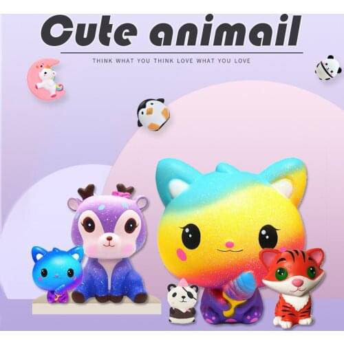 Kawaii Figures Colorful Dolls Collection Anime Figures Cat Deer Cute Cartoon Animal Panda Antistress Squeeze Toys For Kids Gift