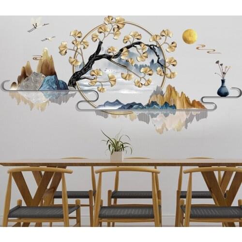 Chinese Style Landscape Wall Sticker Ginkgo Tree Home Decor Art Vinyl Wall Decal Creative Mural Living Room Decor Wallpaper