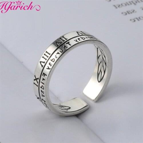 Fashion Ancient Roman Number Couple Ring Silver Color Adjustable Week Finger Rings Woman Gift Alloy Metal Wedding Jewelry