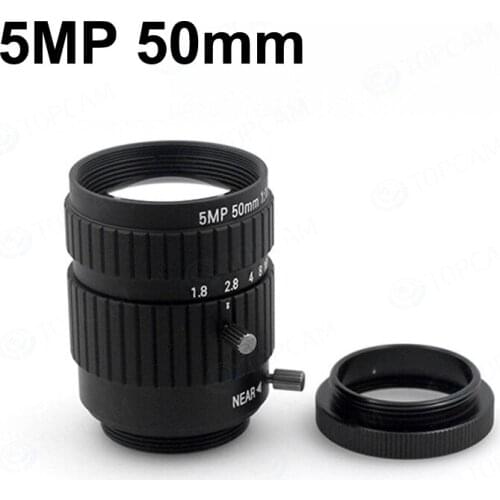 Free Shipping 5MP 50mm 1:1.8 Fixed Focus CS / C Mount for CCTV Camera Lens / for cctv Industrial Microscope Camera