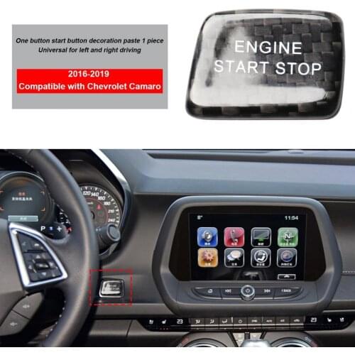 Panel Cover UV-proof Anti-corrosive Carbon Fiber Keyless Engine Start Stop Switch Decor Trim for Chevrolet Camaro 2016-2019