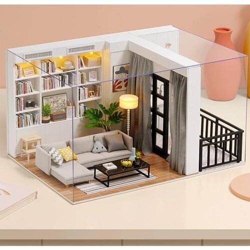 CUTEBEE DIY Doll House Wooden Doll Houses Miniature Dollhouse Furniture Kit with LED Toys for children Christmas Gift QT05