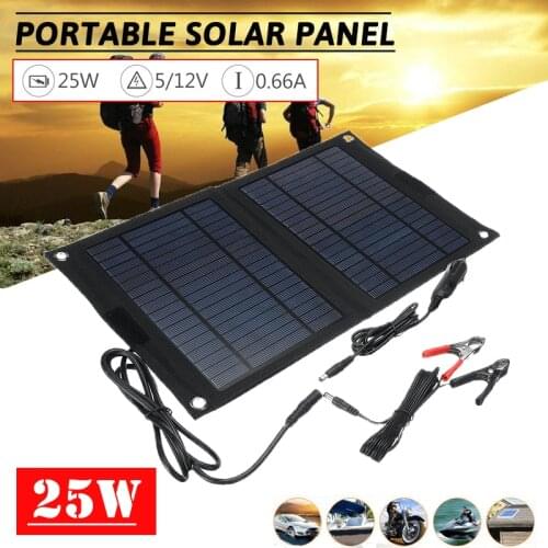 Mayitr 18V 25W Solar Panel Portable Foldable Outdoor Camping Solar Battery Kits 5V USB Phone Charger Power Supply Accessories