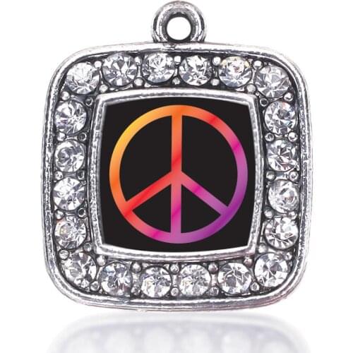 PEACE SQUARE CHARM antique silver plated jewelry