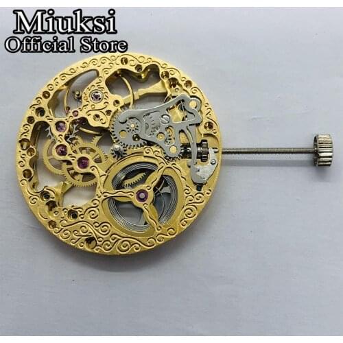 17 jewels gold asian full skeleton fit mens watch 6497 hand-winding movement mens skeleton movement