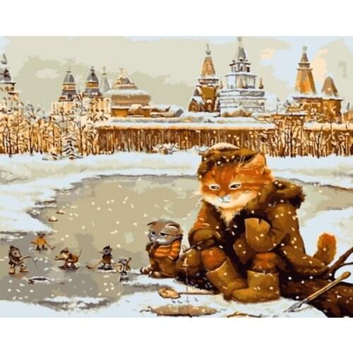 Frameless picture oil painting by numbers wall decor diy painting on canvas for home decor 4050 fishing