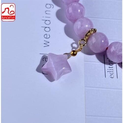 Baceda Natural Crystals of purple kunzite/spodumene charm can remove anxiety and work pressure with certificate and gift box