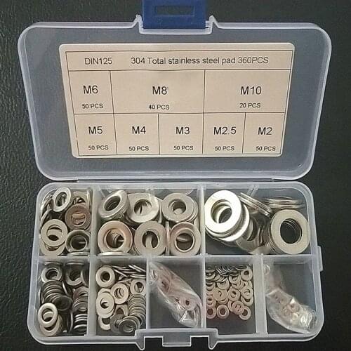 2020 New M2 M2.5 M3 M4 M5 M6 M8 M10 DIN9021 GB96 304/A2-70 Stainless Steel Flat Machine Washer Plain Washer Flat gasket Rings